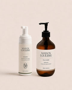 Mousse nettoyante Première et gel douche Peau d’Ambre réunis dans le Duo Découverte.